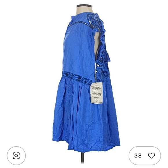 NWOT Free People Vibrant Blue Mini Dress - Picture 3 of 5